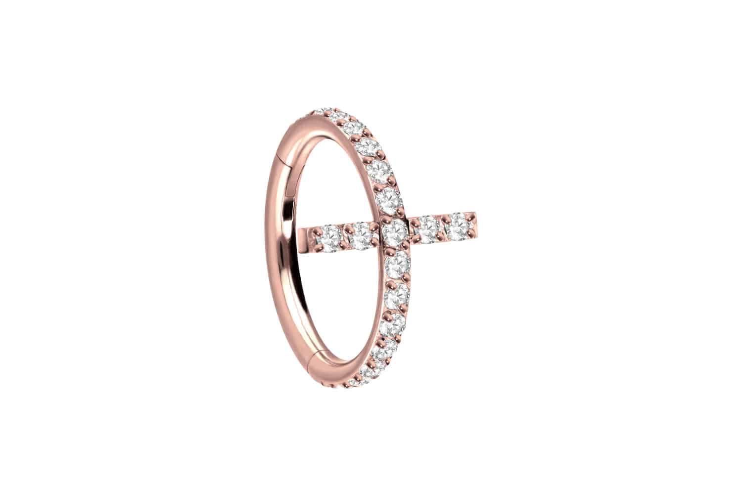 Titan Segmentring Clicker Piercing EINGEFASSTES KRISTALLKREUZ